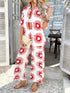 'Splendory' Collared Print Top and Pants Set - Celes Fashion